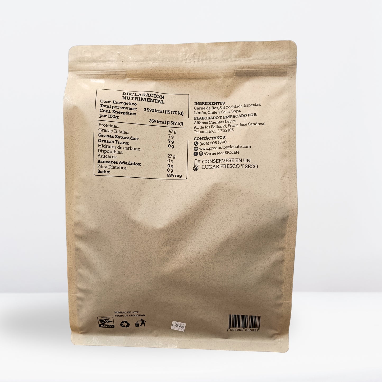 Carne seca original 1kg El Cuate®