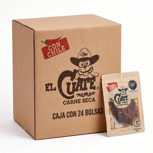 24 Paquetes de Carne seca de 30g Con Chile El Cuate®