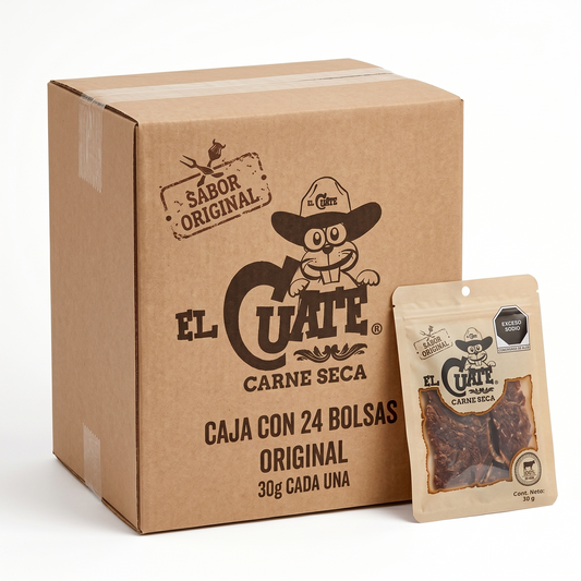 24 Paquetes de Carne seca de 30g Original El Cuate®