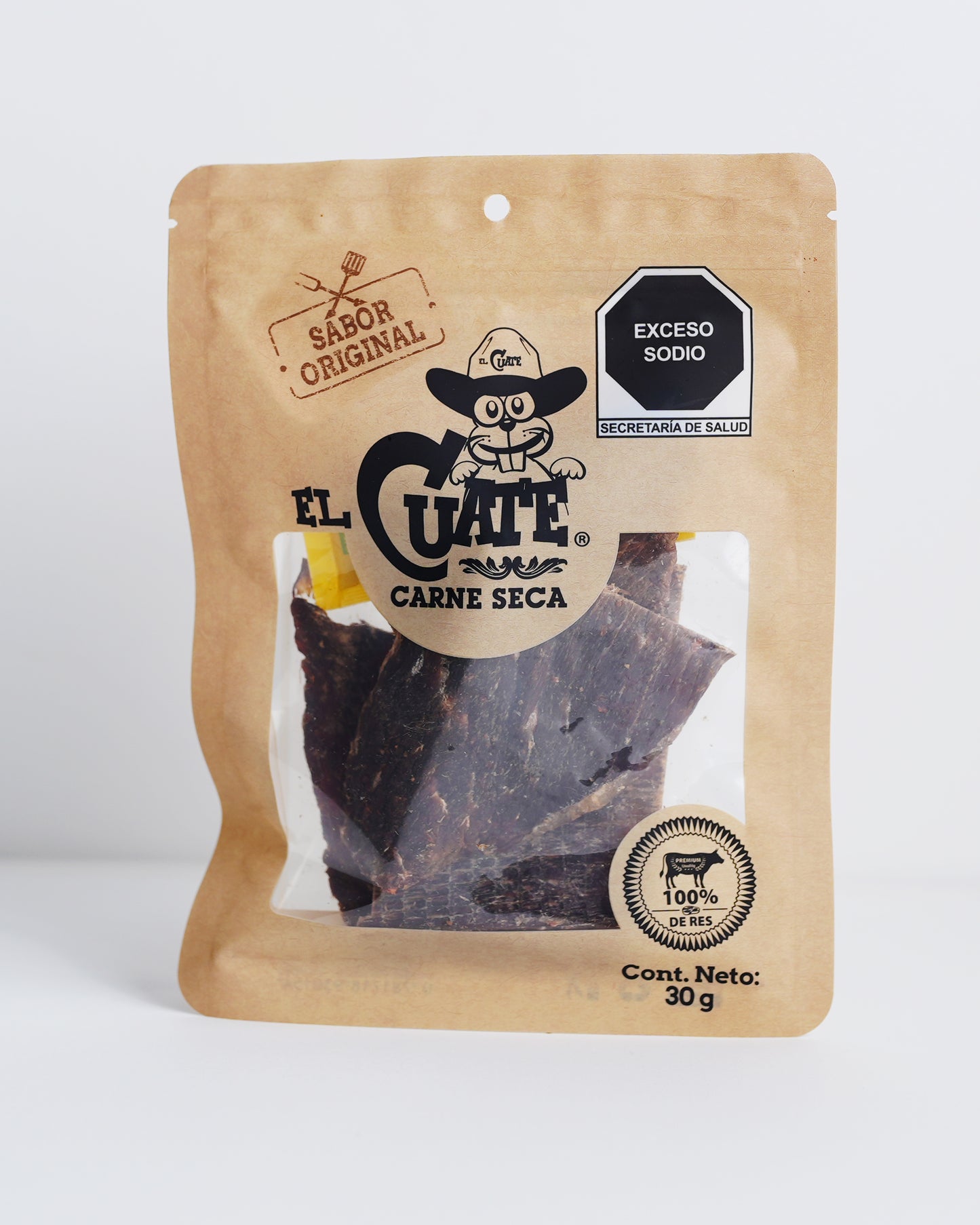 24 Paquetes de Carne seca de 30g Original El Cuate®